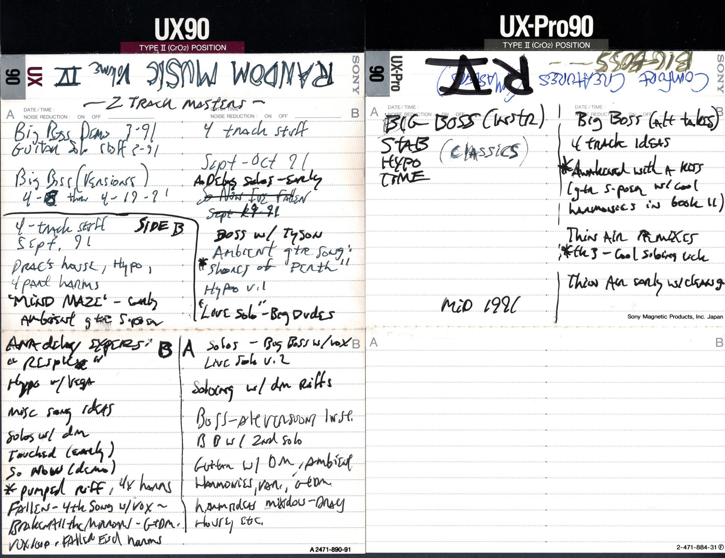 Scanned cassette archive image: 1991 Random Musics03